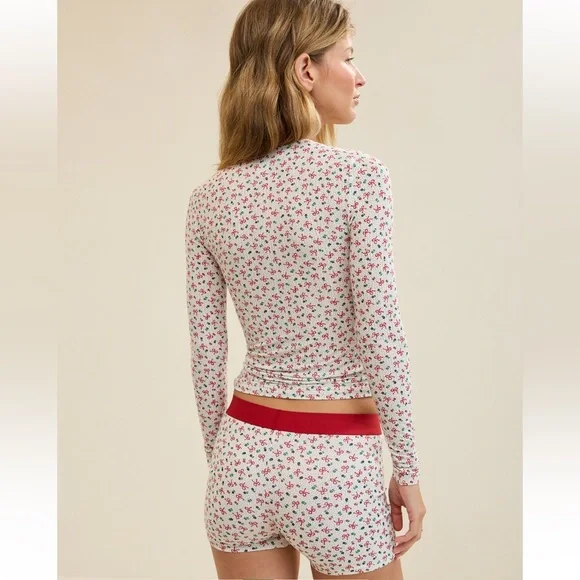 Aerie Superchill Modal Rib Long Sleeve T-Shirt Christmas Holiday Soft Muslin - Picture 2 of 6